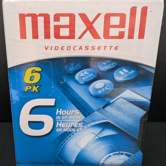 Maxell Videocassette 6 Pack Standard Grade 6 Hour Tapes VHS T 120 246m - Picture 4 of 7